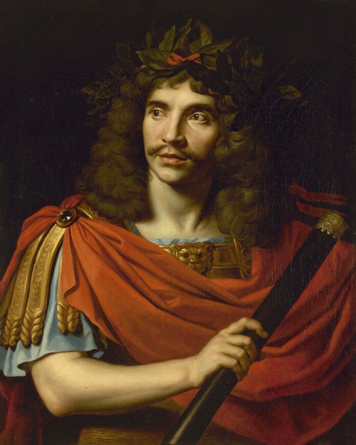 Portret pictat al lui Molière în costum de teatru